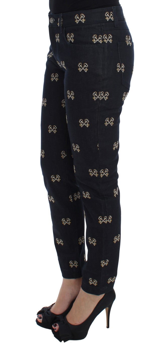Blue Key Bestickte Slim Fit KATE Jeans