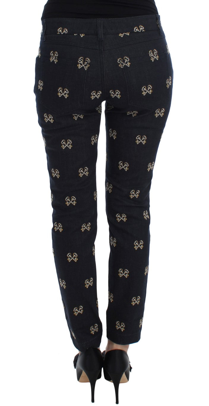 Blue Key Bestickte Slim Fit KATE Jeans