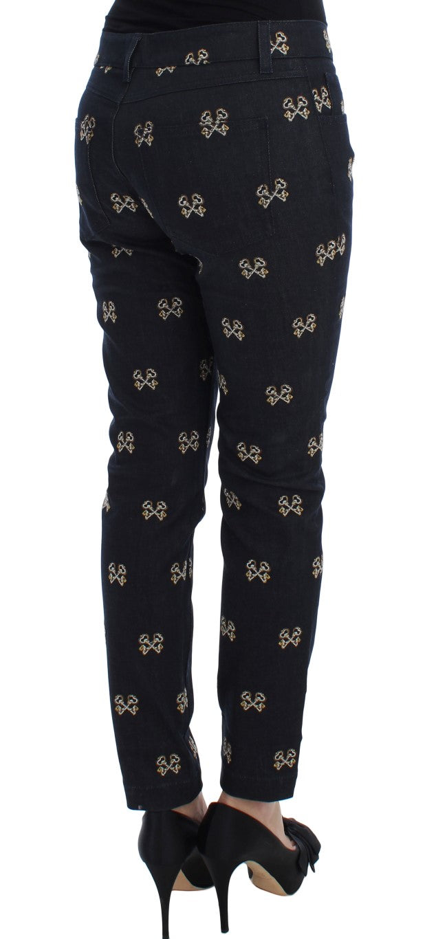 Blue Key Bestickte Slim Fit KATE Jeans