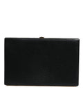 Schwarze Leder-Clutch mit goldenem Rahmen für Abend-Partys