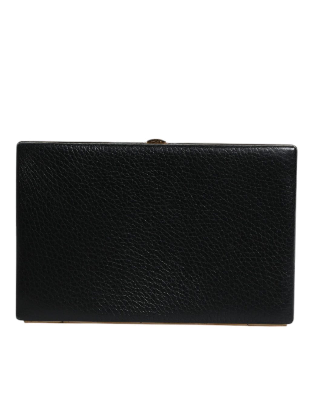 Schwarze Leder-Clutch mit goldenem Rahmen für Abend-Partys