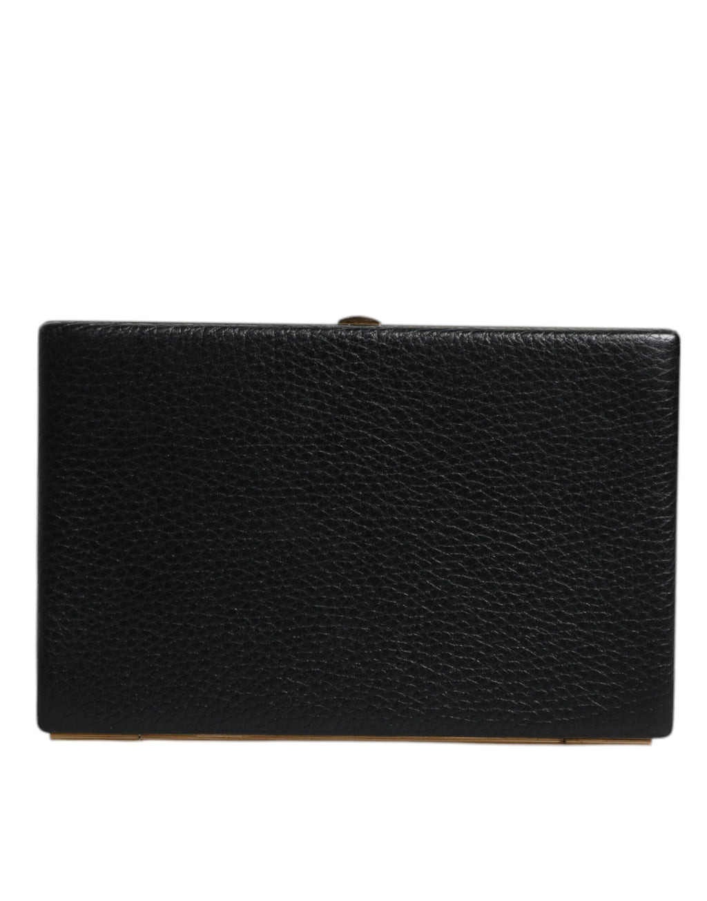 Schwarze Leder-Clutch mit goldenem Rahmen für Abend-Partys