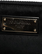 Black Nylon Logo Plaque Keyring Pouch Clutch Bag