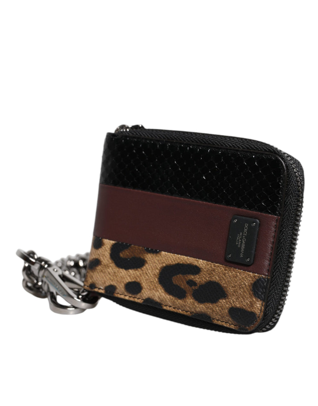 Brieftasche aus mehrfarbigem Leopardenleder mit DG-Monogramm