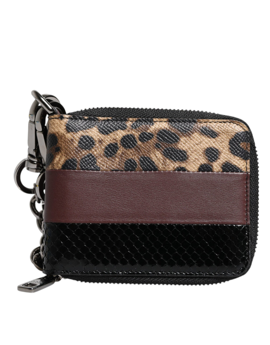 Brieftasche aus mehrfarbigem Leopardenleder mit DG-Monogramm