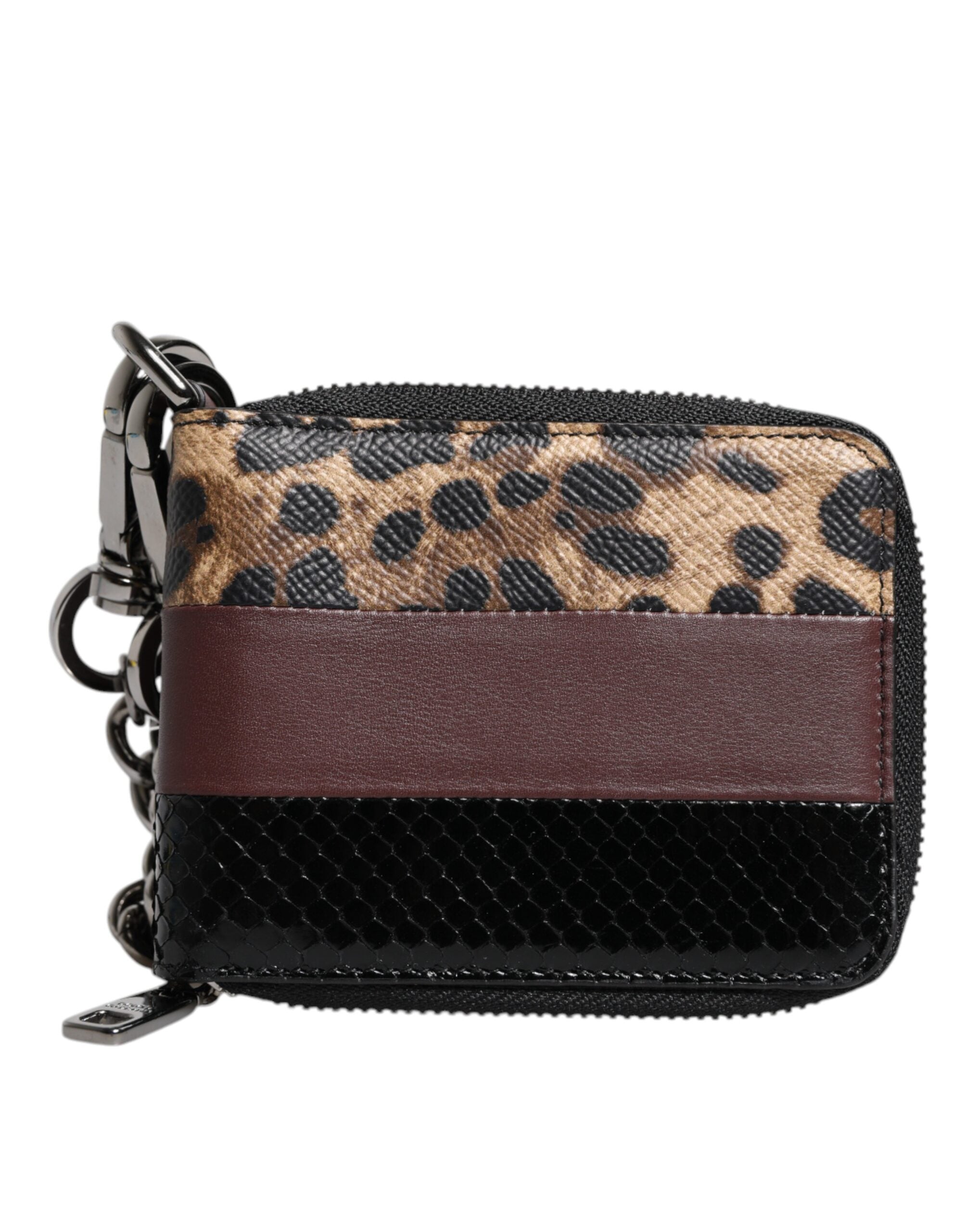 Brieftasche aus mehrfarbigem Leopardenleder mit DG-Monogramm