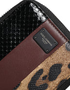Brieftasche aus mehrfarbigem Leopardenleder mit DG-Monogramm