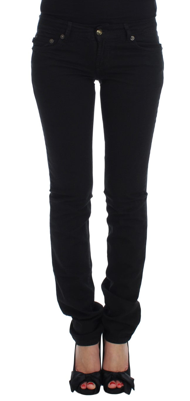 Schwarze Stretch-Jeans, schmale Passform