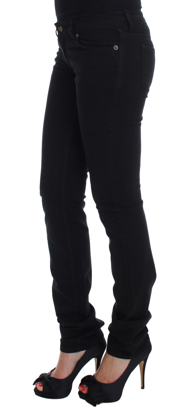 Schwarze Stretch-Jeans, schmale Passform