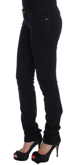 Schwarze Stretch-Jeans, schmale Passform