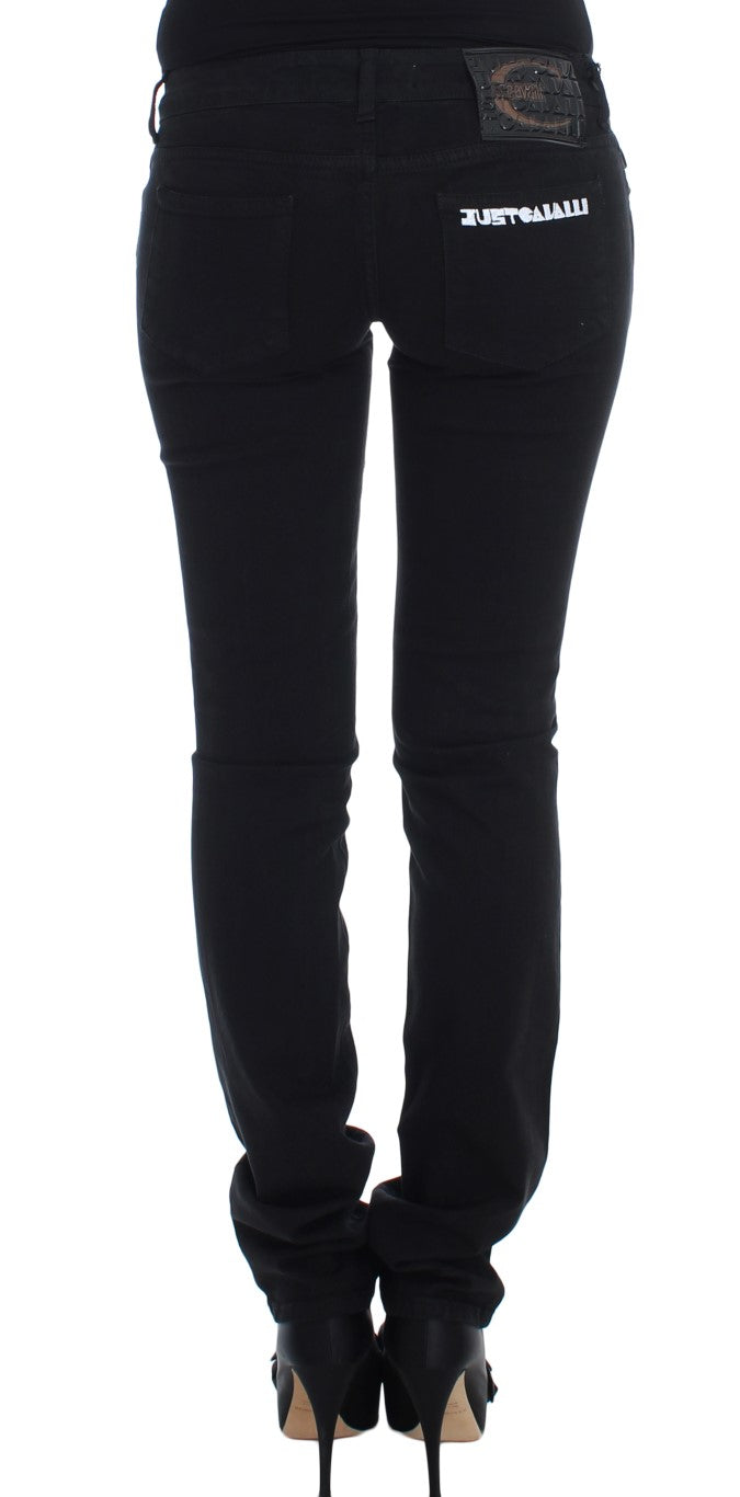 Schwarze Stretch-Jeans, schmale Passform