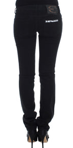 Schwarze Stretch-Jeans, schmale Passform