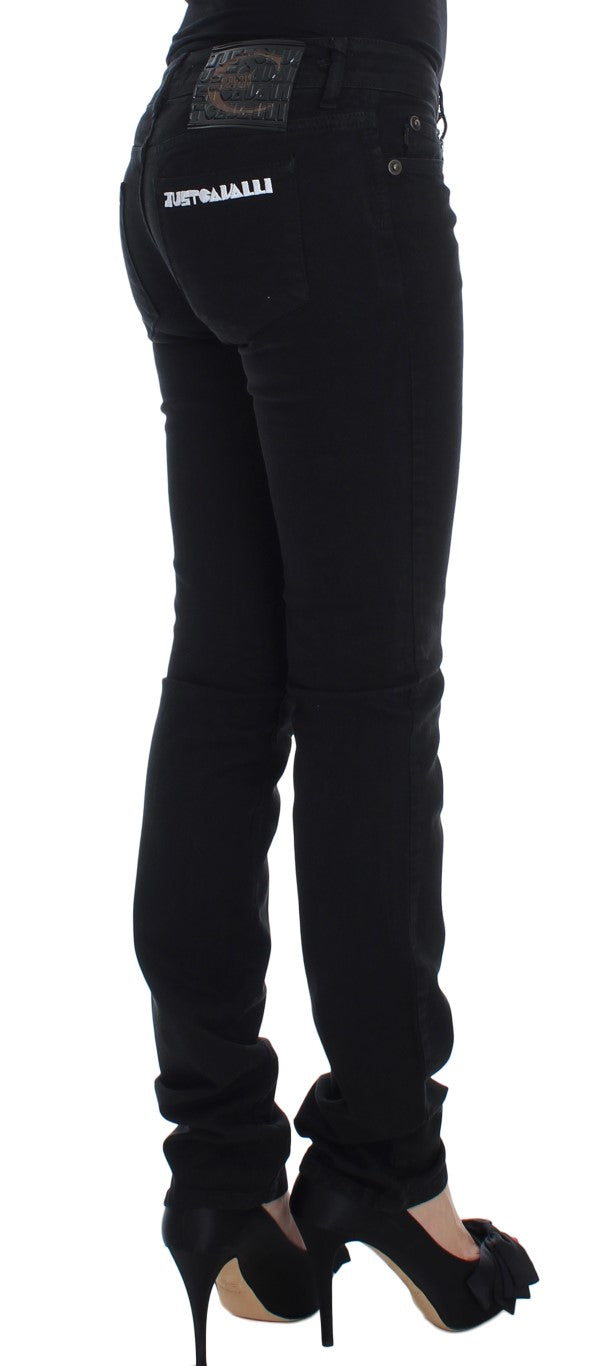 Schwarze Stretch-Jeans, schmale Passform