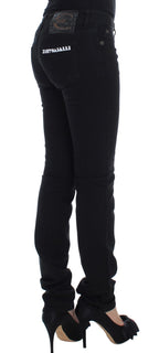 Schwarze Stretch-Jeans, schmale Passform