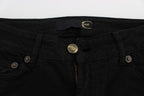 Schwarze Stretch-Jeans, schmale Passform