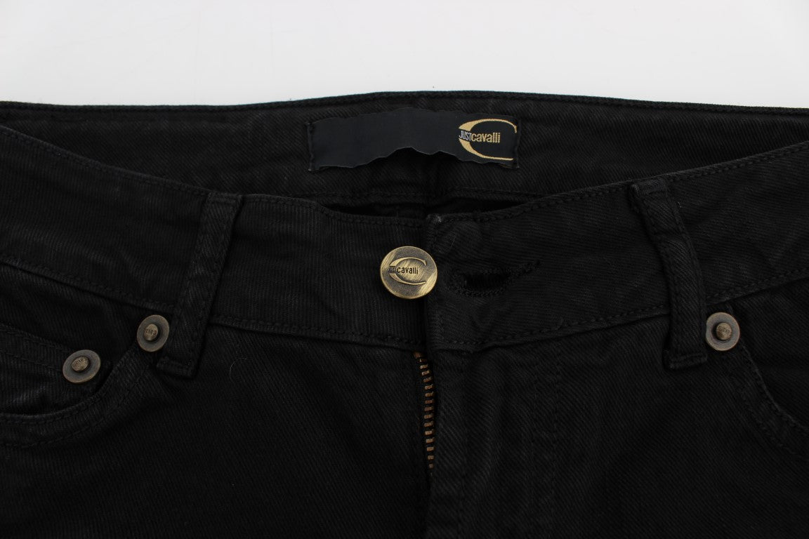 Schwarze Stretch-Jeans, schmale Passform