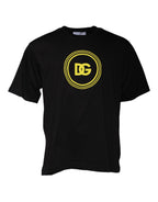 Schwarzes T-Shirt aus Baumwolle mit Logo-Print und Rundhalsausschnitt