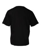 Schwarzes T-Shirt aus Baumwolle mit Logo-Print und Rundhalsausschnitt