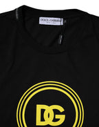 Schwarzes T-Shirt aus Baumwolle mit Logo-Print und Rundhalsausschnitt