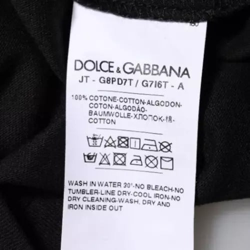 Schwarzes T-Shirt aus Baumwolle mit Logo-Print und Rundhalsausschnitt