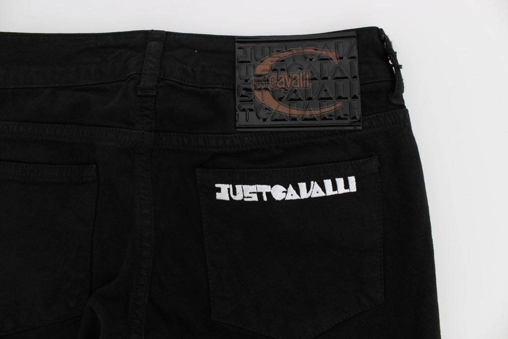 Schwarze Stretch-Jeans, schmale Passform