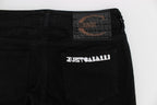 Schwarze Stretch-Jeans, schmale Passform