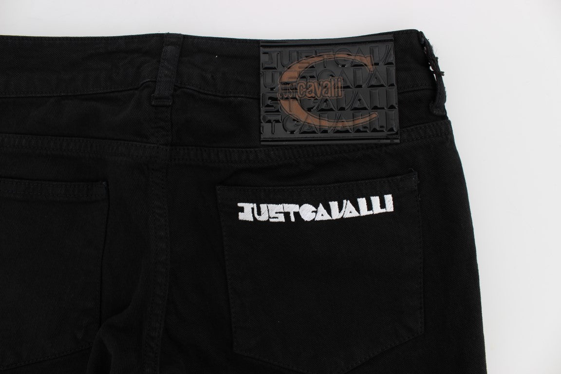 Schwarze Stretch-Jeans, schmale Passform
