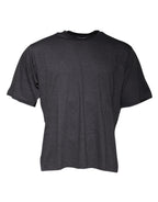 Dunkelgraues Rundhals-T-Shirt mit kurzen Ärmeln