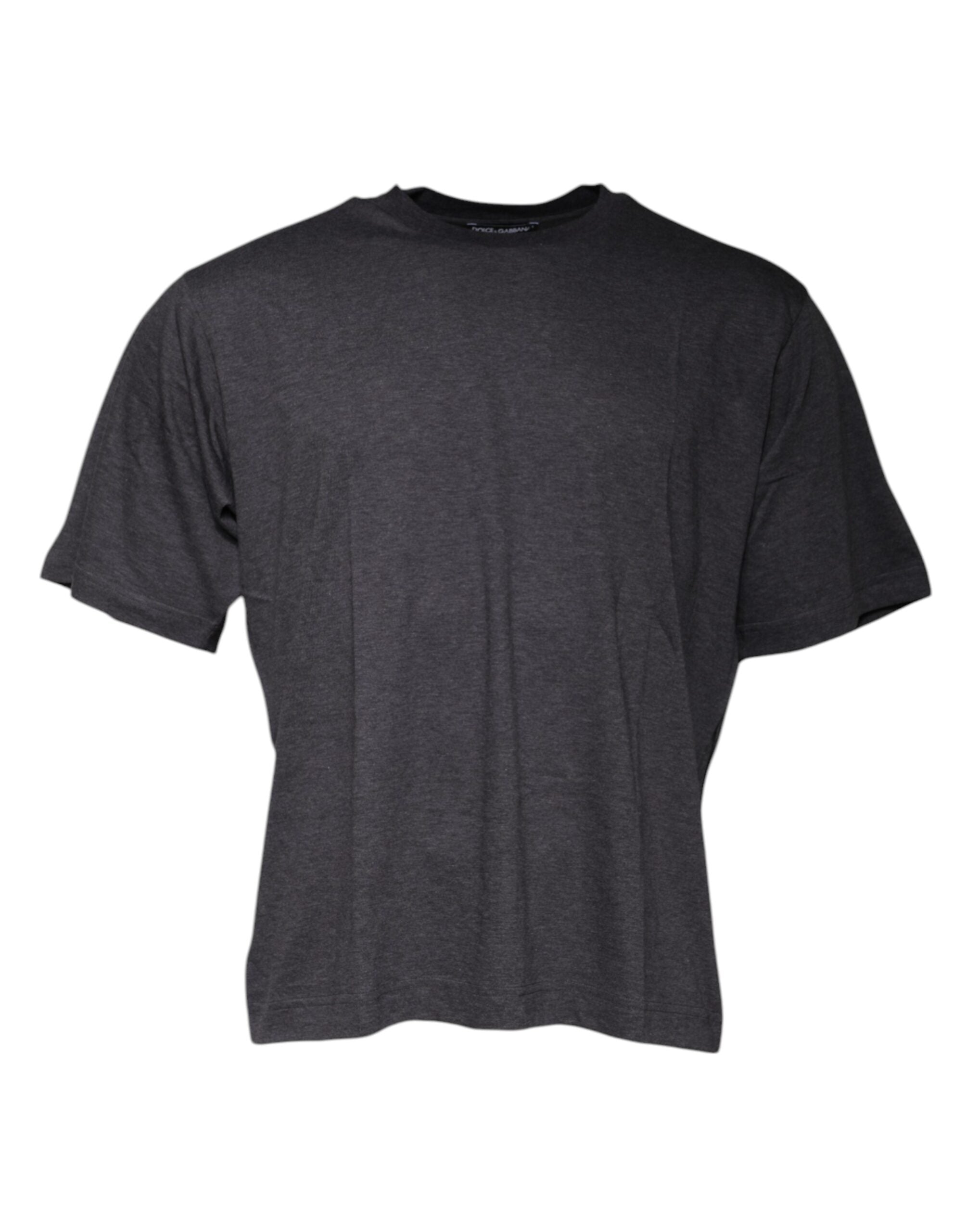 Dunkelgraues Rundhals-T-Shirt mit kurzen Ärmeln