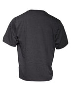 Dunkelgraues Rundhals-T-Shirt mit kurzen Ärmeln