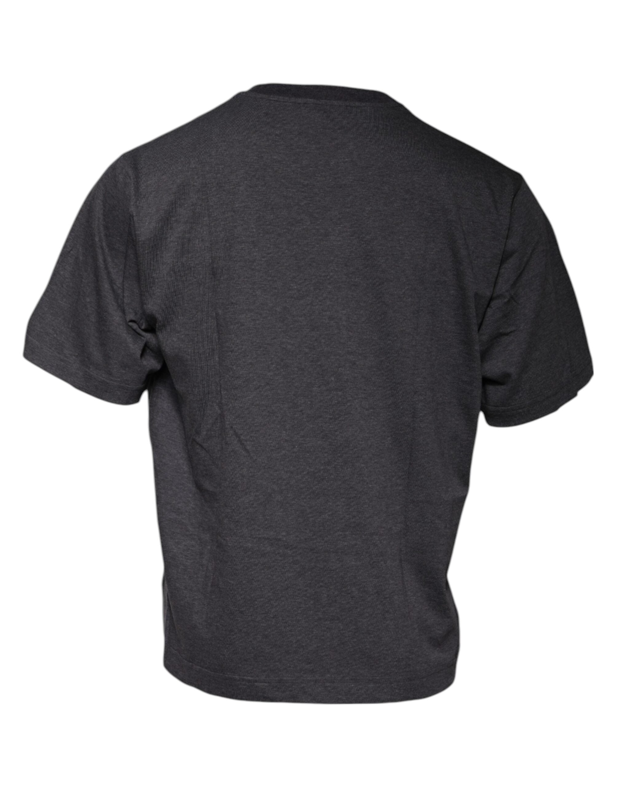 Dunkelgraues Rundhals-T-Shirt mit kurzen Ärmeln