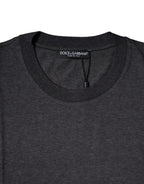 Dunkelgraues Rundhals-T-Shirt mit kurzen Ärmeln