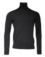 Grauer Rollkragenpullover aus Wolle
