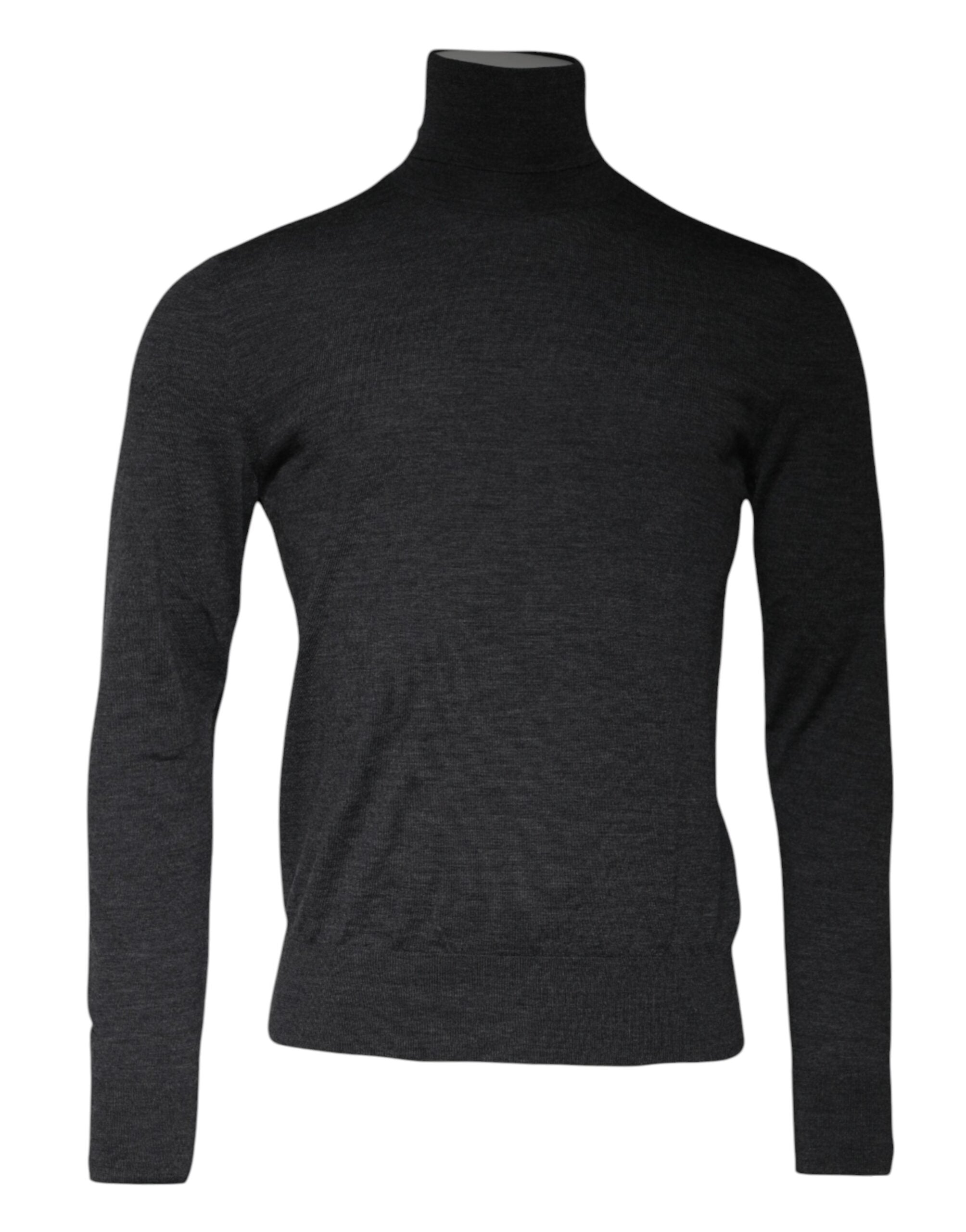 Grauer Rollkragenpullover aus Wolle