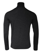 Grauer Rollkragenpullover aus Wolle