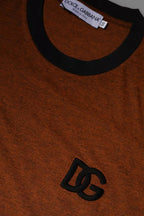 Braunes DG Logo T-Shirt aus Polyester mit Rundhalsausschnitt