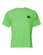 Grünes Logo Polyester Rundhals T-Shirt