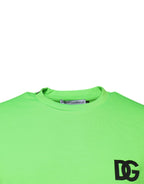 Grünes Logo Polyester Rundhals T-Shirt