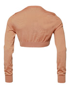 Maglione a maglia corta girocollo in lana beige