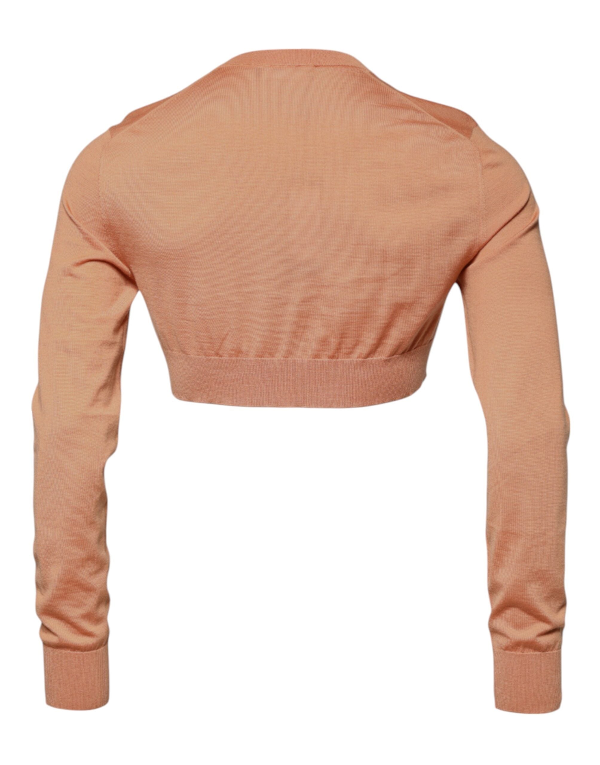 Maglione a maglia corta girocollo in lana beige