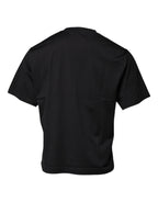 Black DG Logo Print Cotton Crew Neck T-shirt