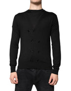 Schwarzer Kaschmir-Cardigan mit Knöpfen