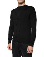 Schwarzer Kaschmir-Cardigan mit Knöpfen