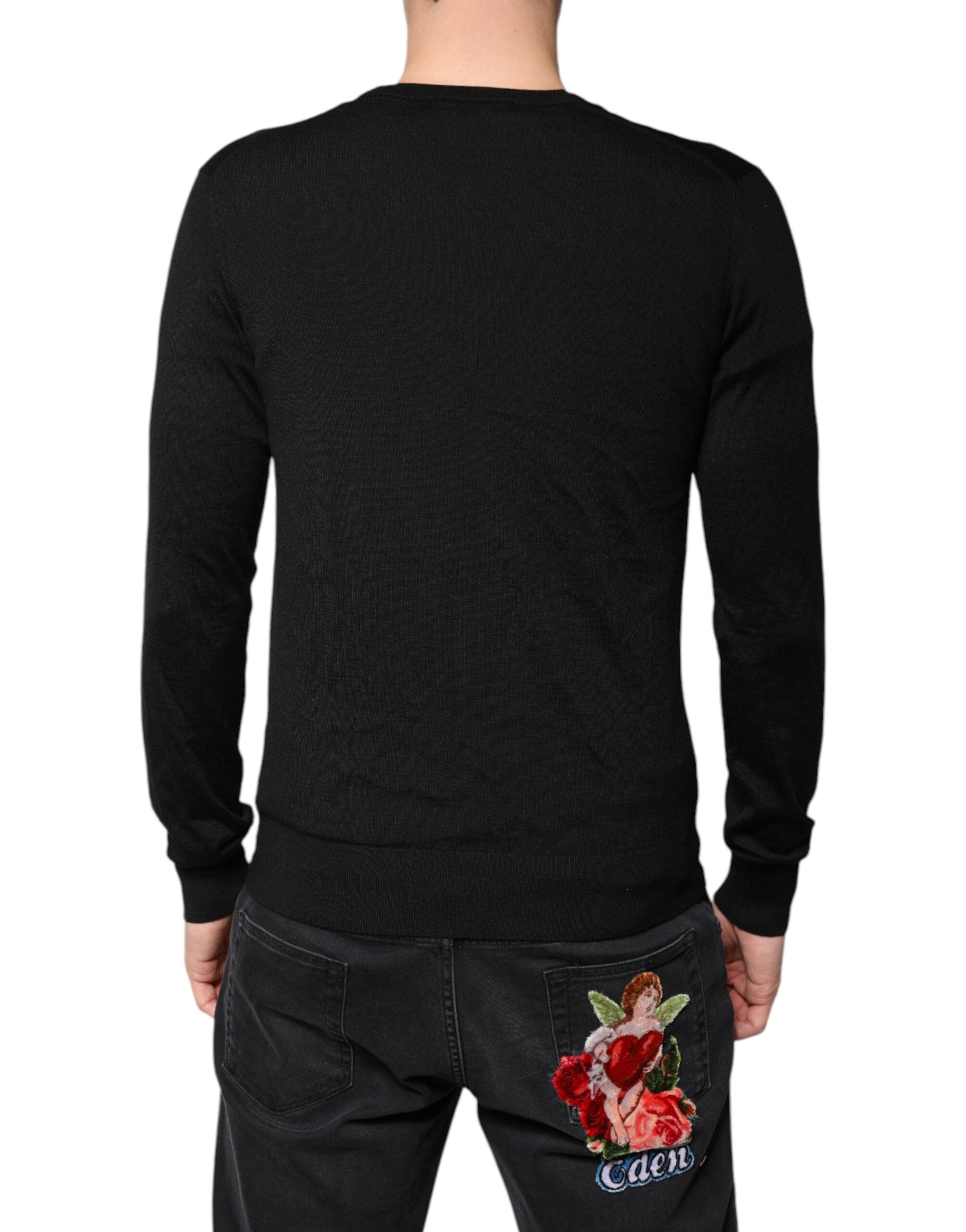 Schwarzer Kaschmir-Cardigan mit Knöpfen