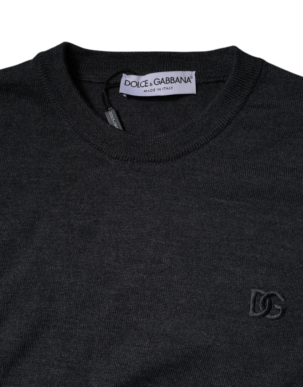 Dunkelgrauer DG-Logo Pullover mit Rundhalsausschnitt