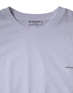 Weißes Logo Baumwoll-T-Shirt mit Rundhalsausschnitt und kurzen Ärmeln