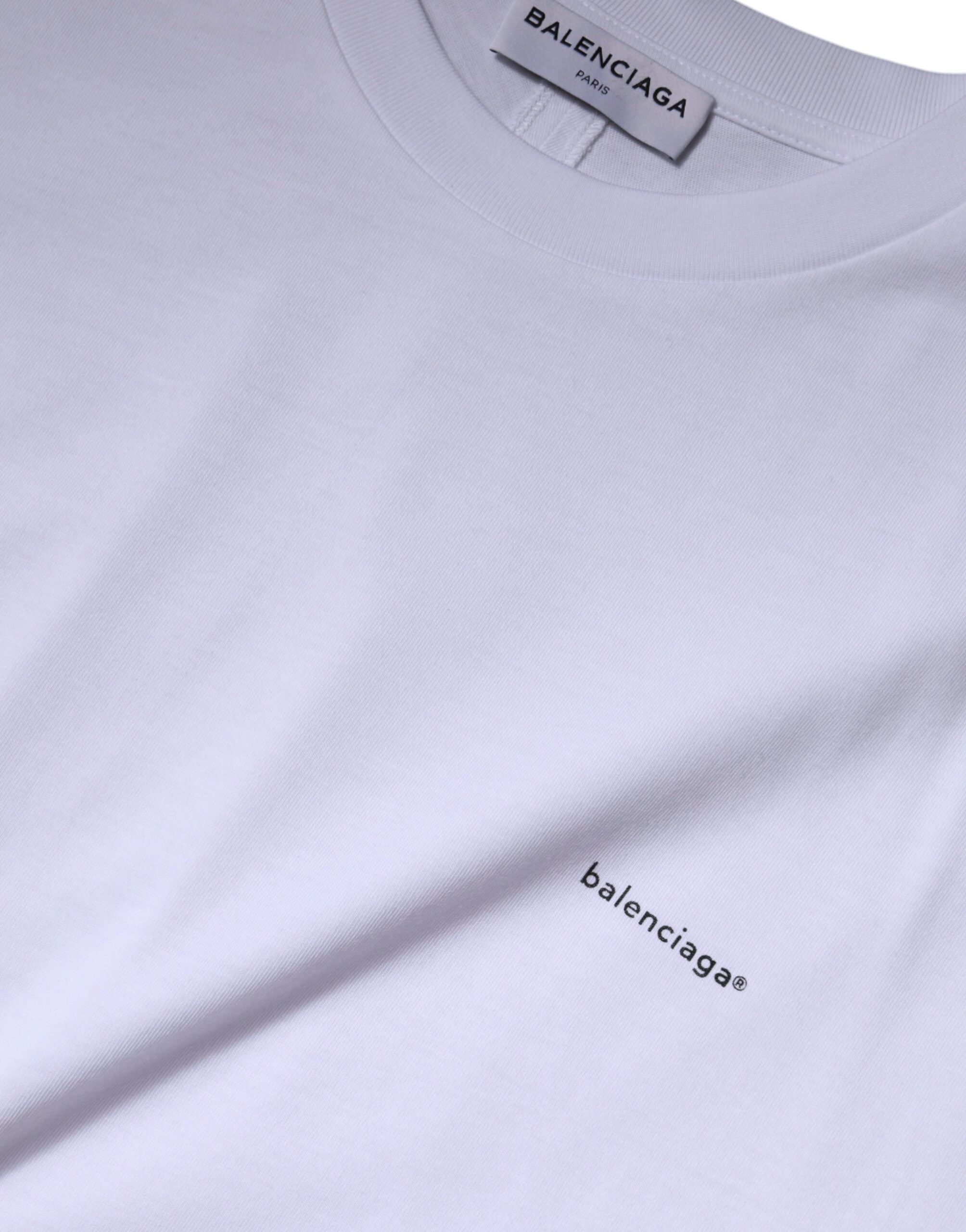 Weißes Logo Baumwoll-T-Shirt mit Rundhalsausschnitt und kurzen Ärmeln