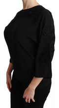 Schwarze floral bestickte Bluse Seidentop