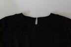 Schwarze floral bestickte Bluse Seidentop