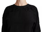 Schwarze floral bestickte Bluse Seidentop